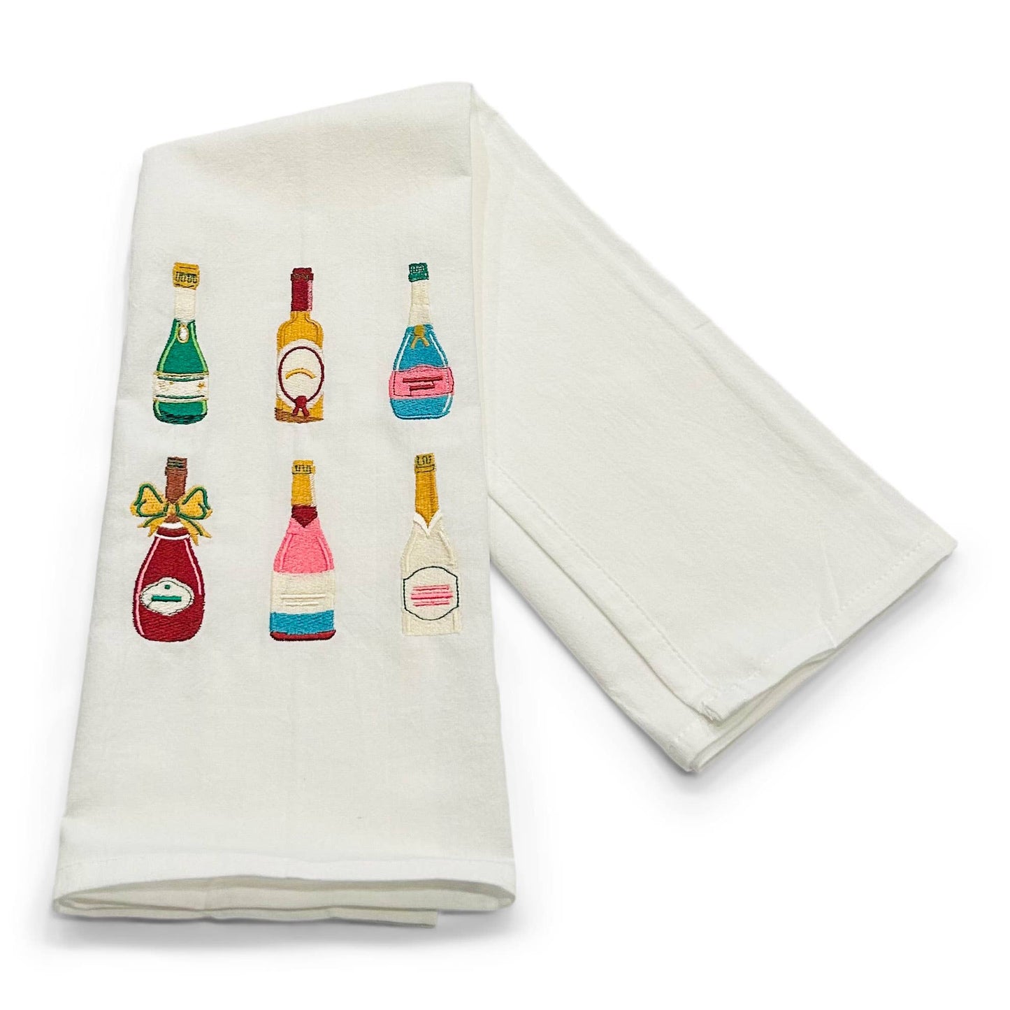 Six Champagne Bottles Cotton Towel