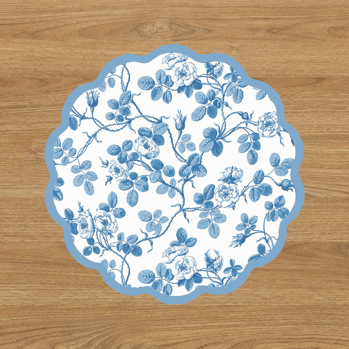VIDA Blooms and Branches Reversible Placemats Set of 4 (Blue & White)