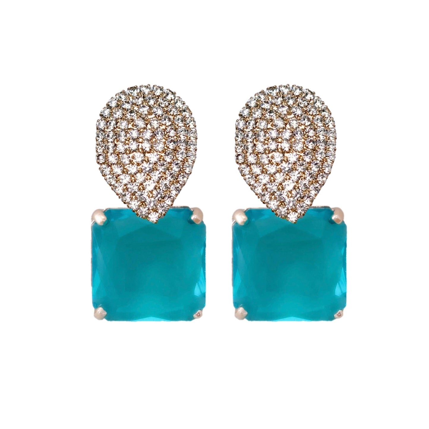 Turquoise Retro Pave Earrings