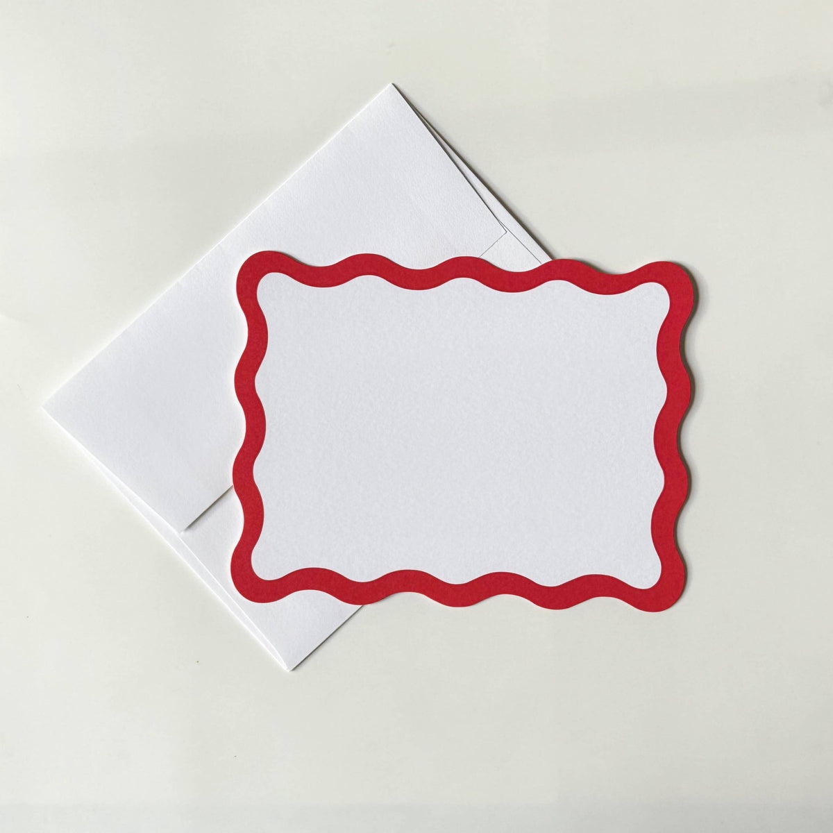 Scallop Edge, Red - Flat Note Cards