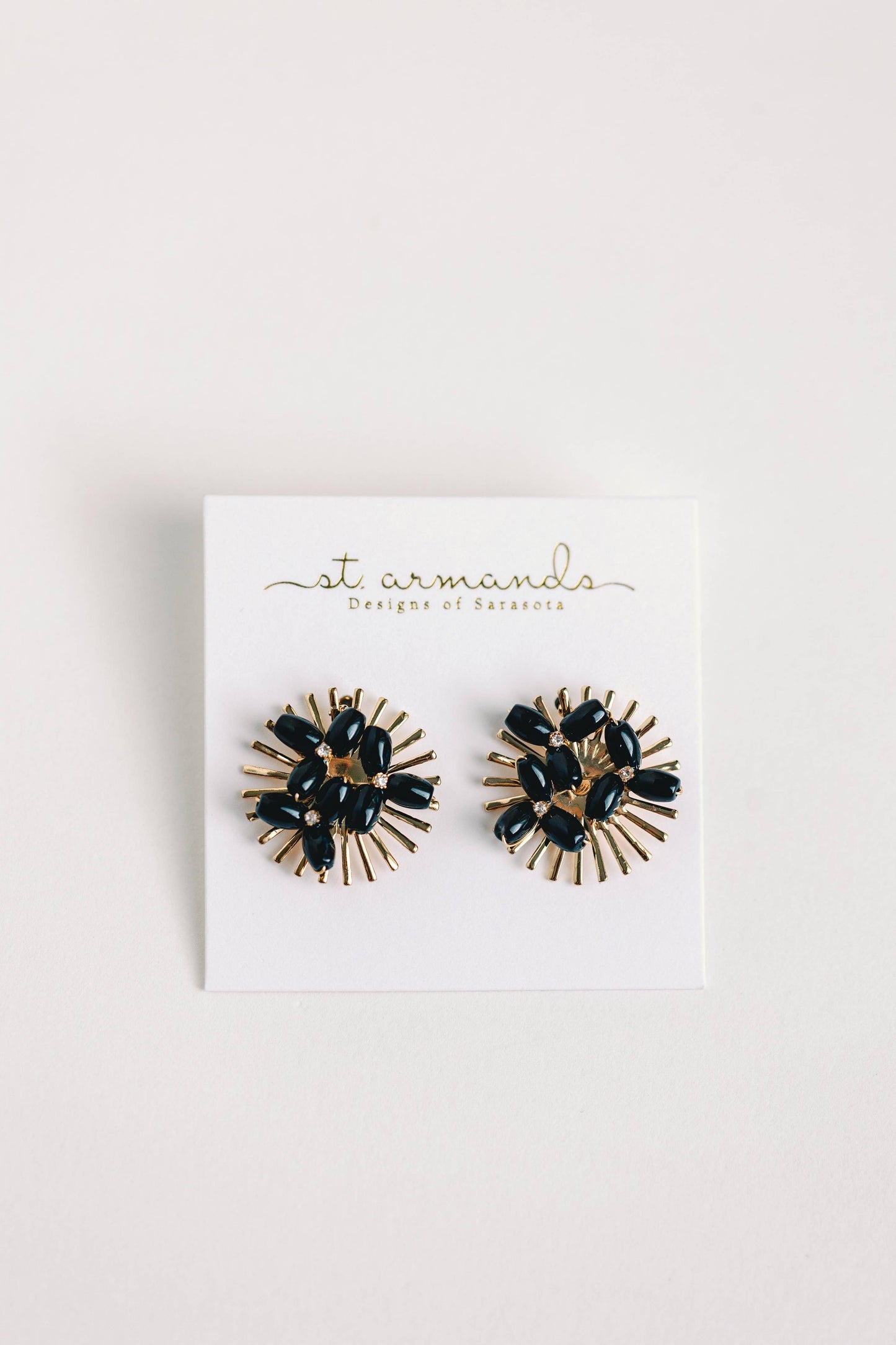 Black Sunburst Stud Earrings