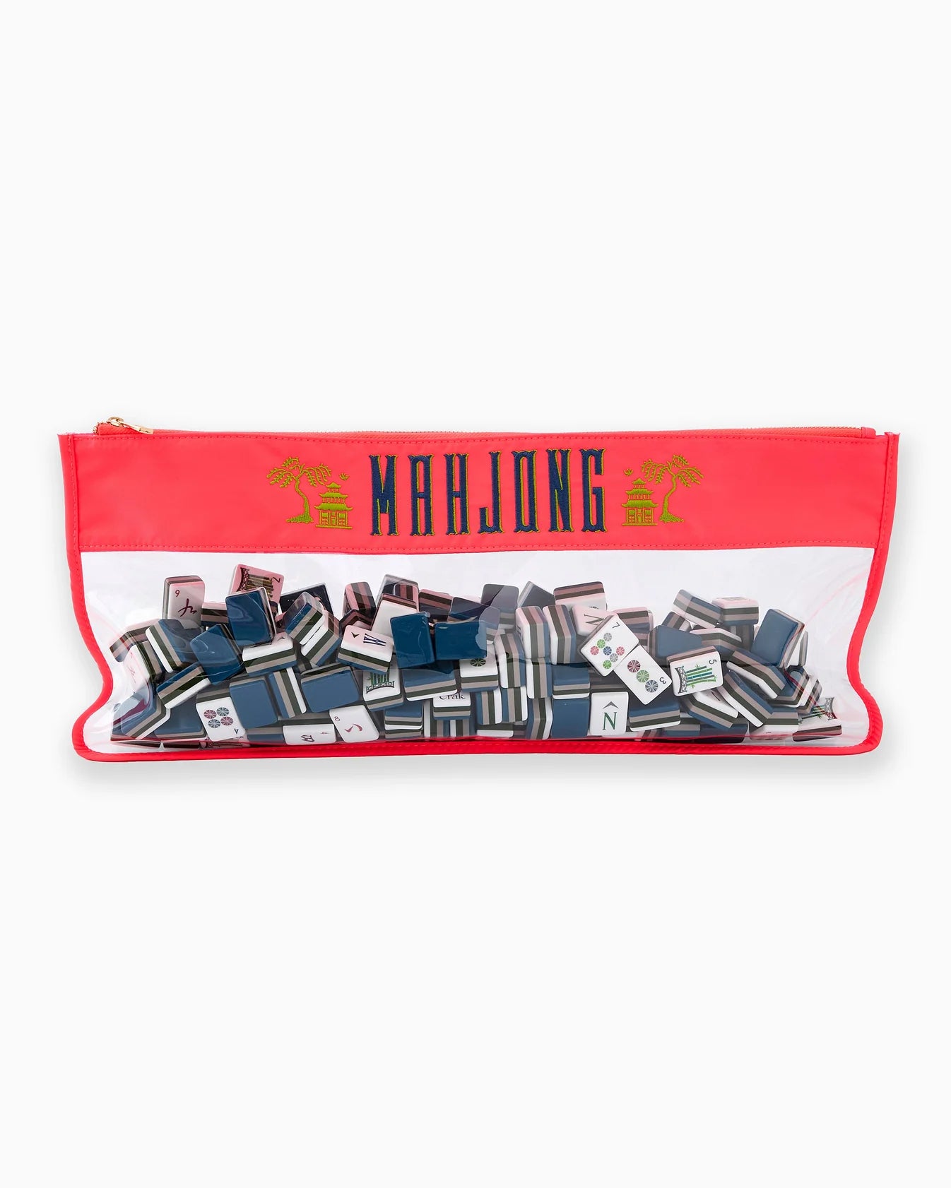 Hot Coral Pagoda Mahjong Bag