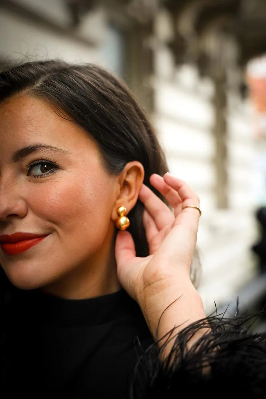 Audrey Large Stud Earrings| Brushed Gold