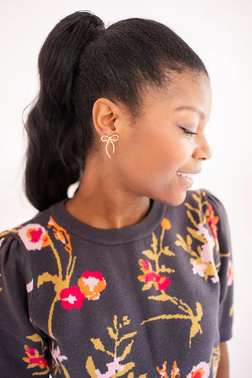 Mini Tory Bow Earrings | Gold