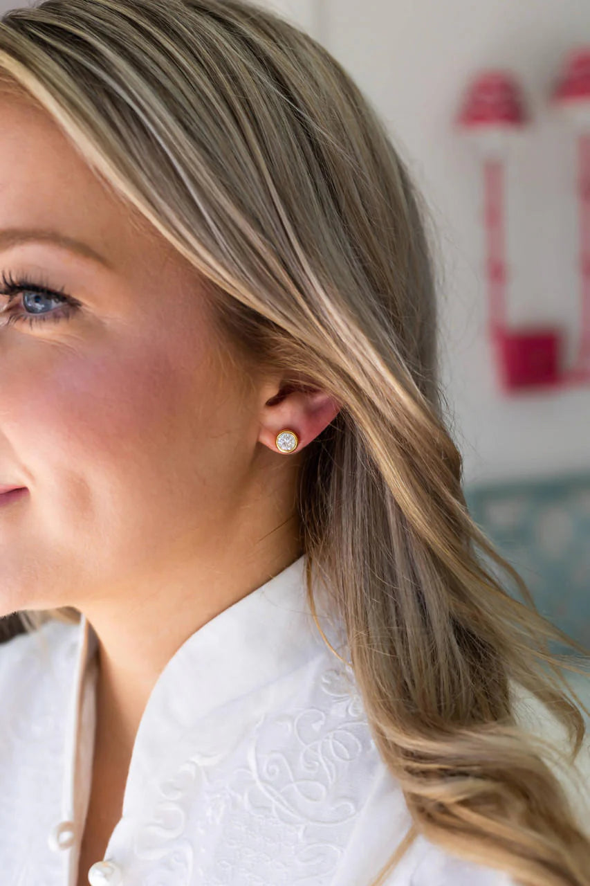 The Baby Bezel Stud Earrings | Gold