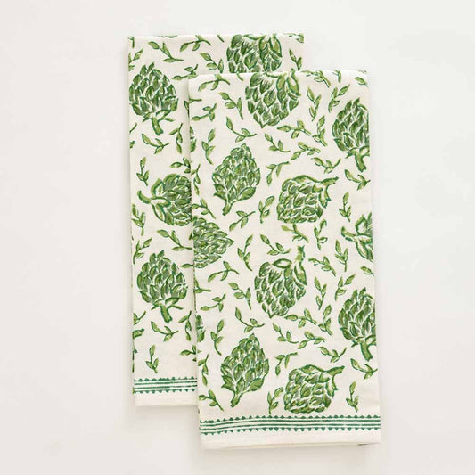 Dancing Artichokes Green Tea Towels | Set of 2