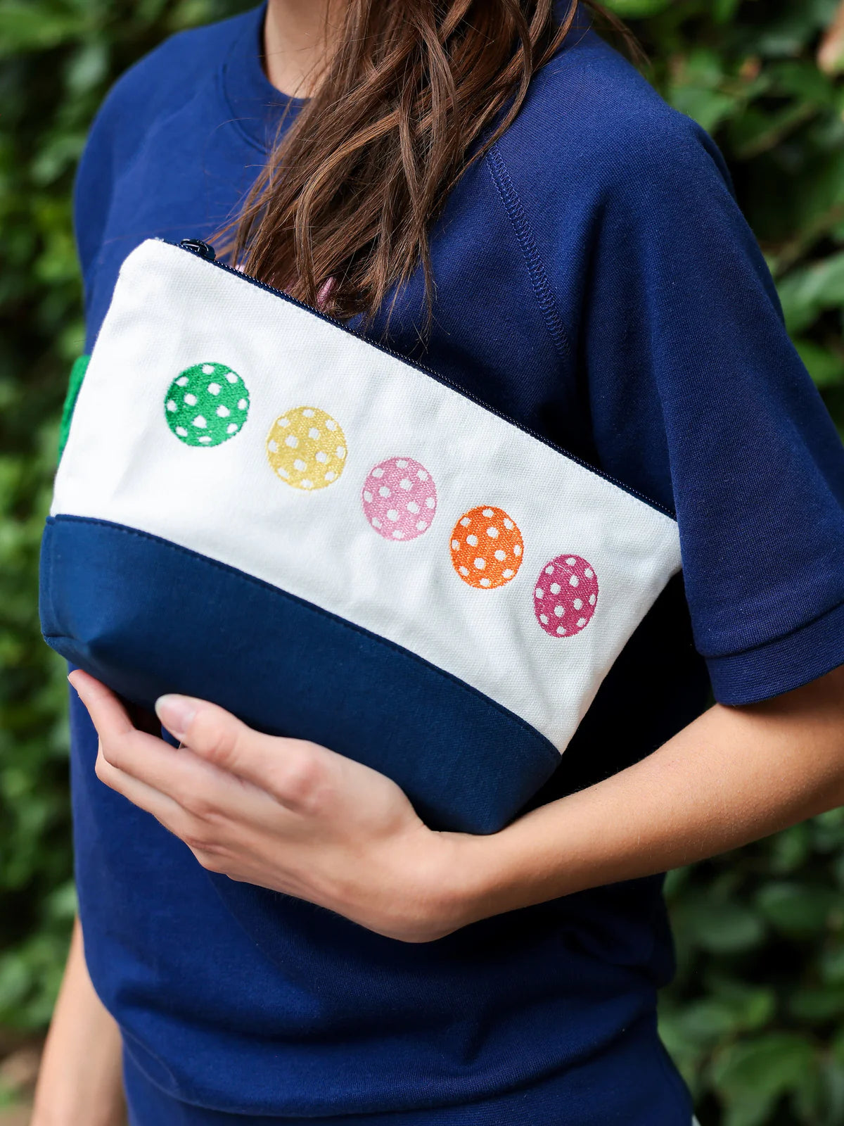 PICKLEBALLS ZIP POUCH, IVORY