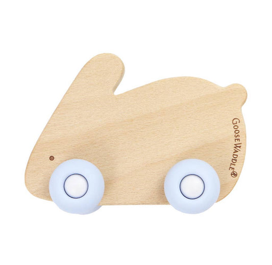 Silicone + Wood Teether with Wheels, Various Colors