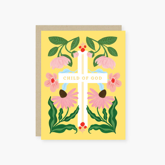 Floral Child of God | Baptism/First Communion Card