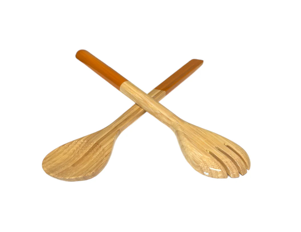 Large Salad Server Set, Caramel