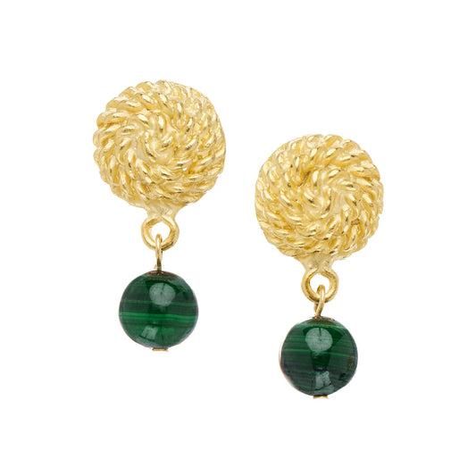Gold Rope Malachite Drop Earring
