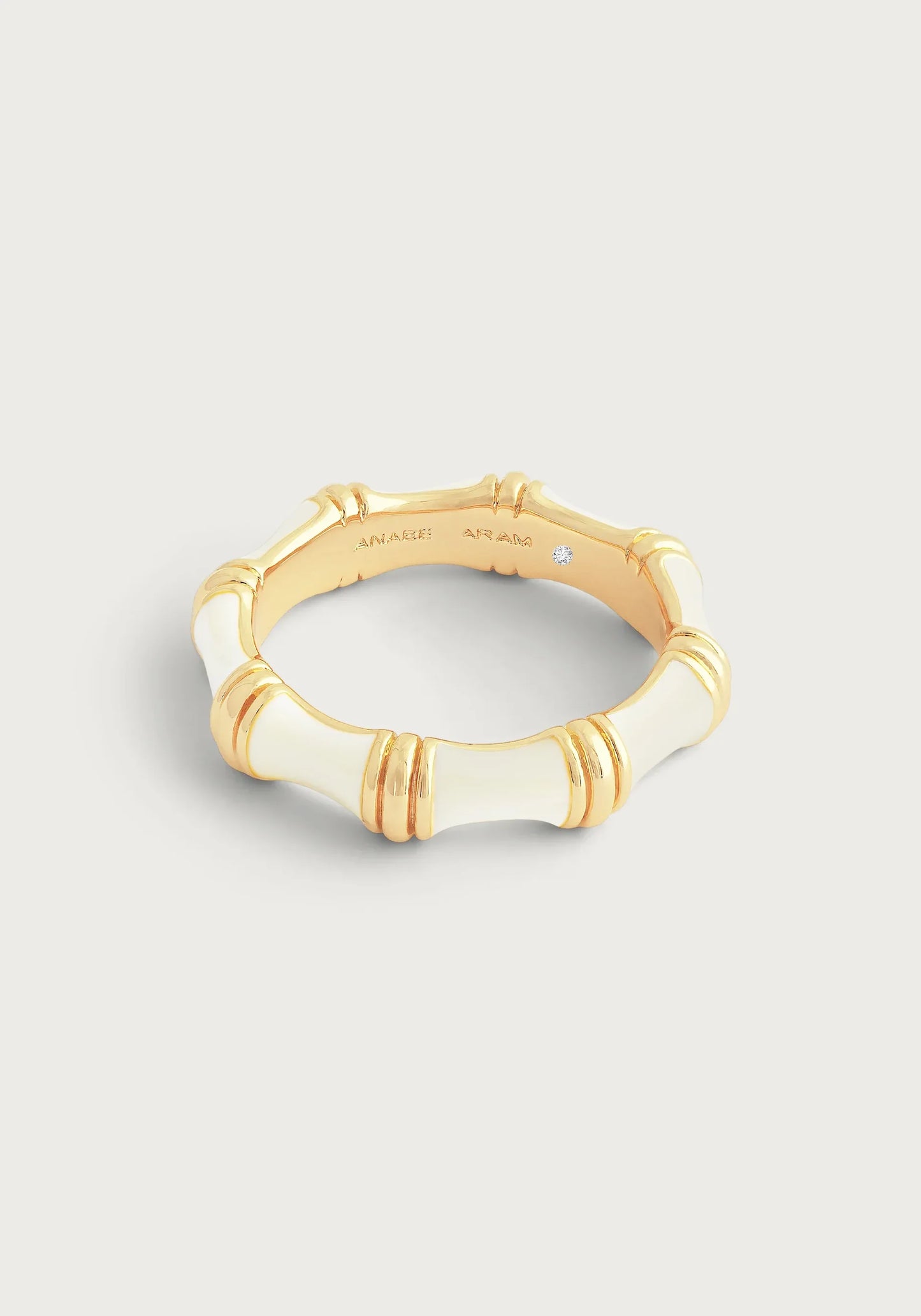 Bamboo Enameled Ring | Creme