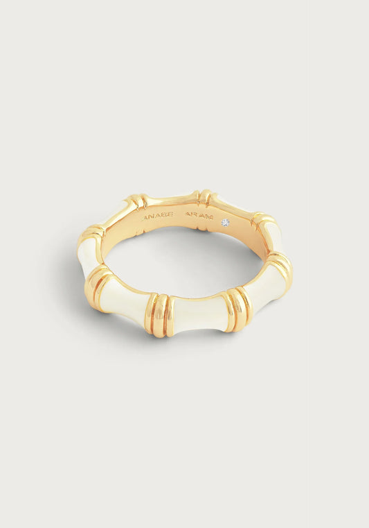 Bamboo Enameled Ring | Creme