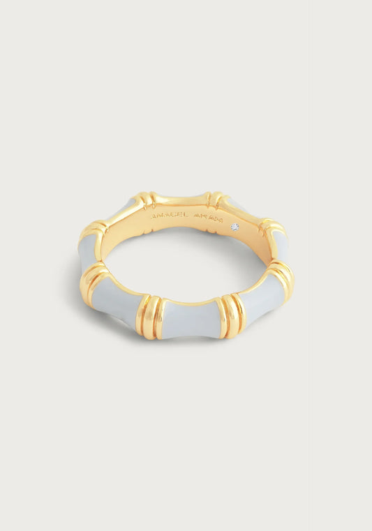 Bamboo Enameled Ring | Pale Blue