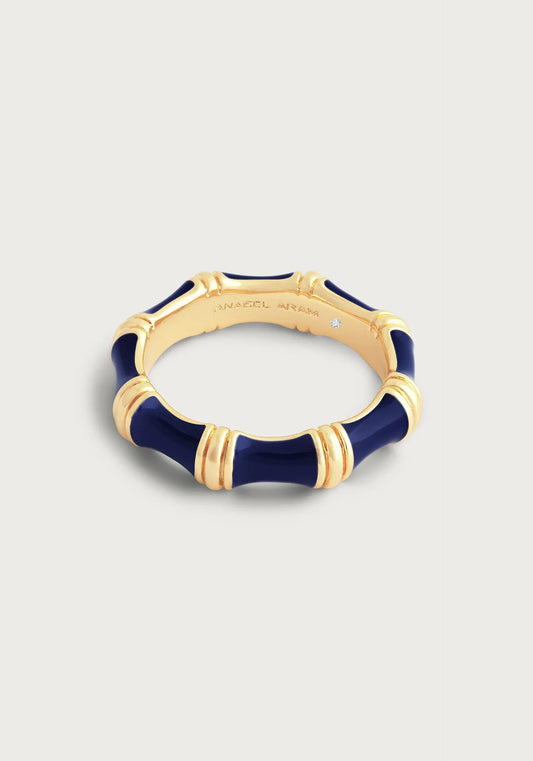 Bamboo Enameled Ring | Atlantic Navy Blue