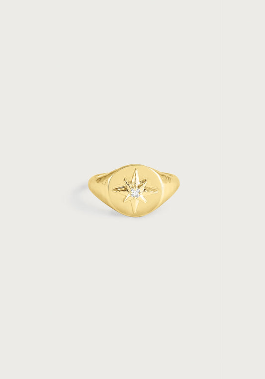 Celeste Signet Ring | White