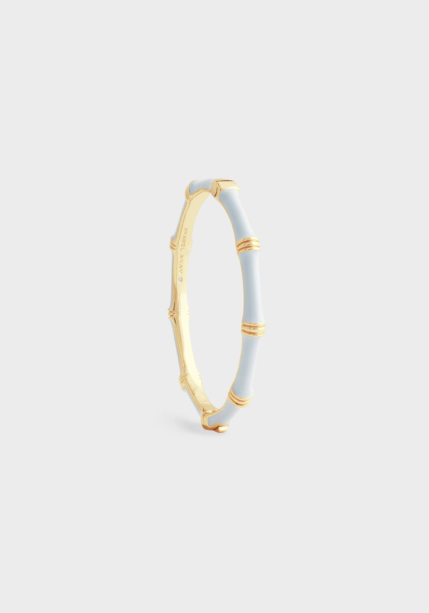Bamboo Enameled Hinged Bangle - Pale Blue