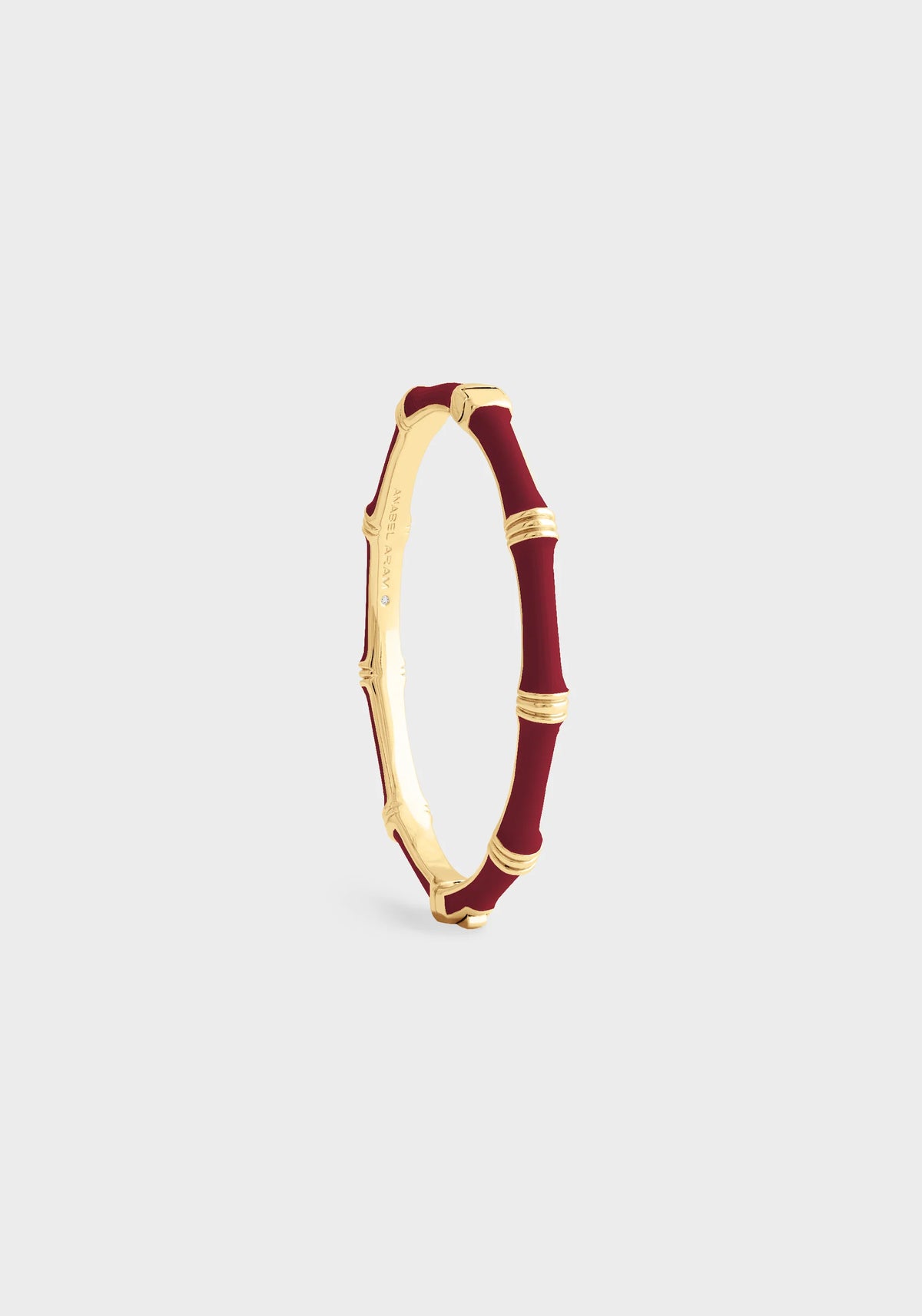 Bamboo Enameled Hinged Bangle - Burgundy