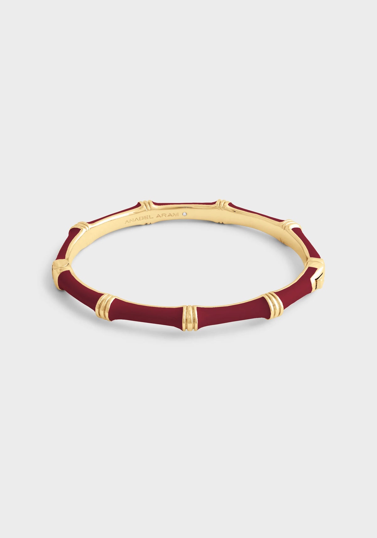 Bamboo Enameled Hinged Bangle - Burgundy
