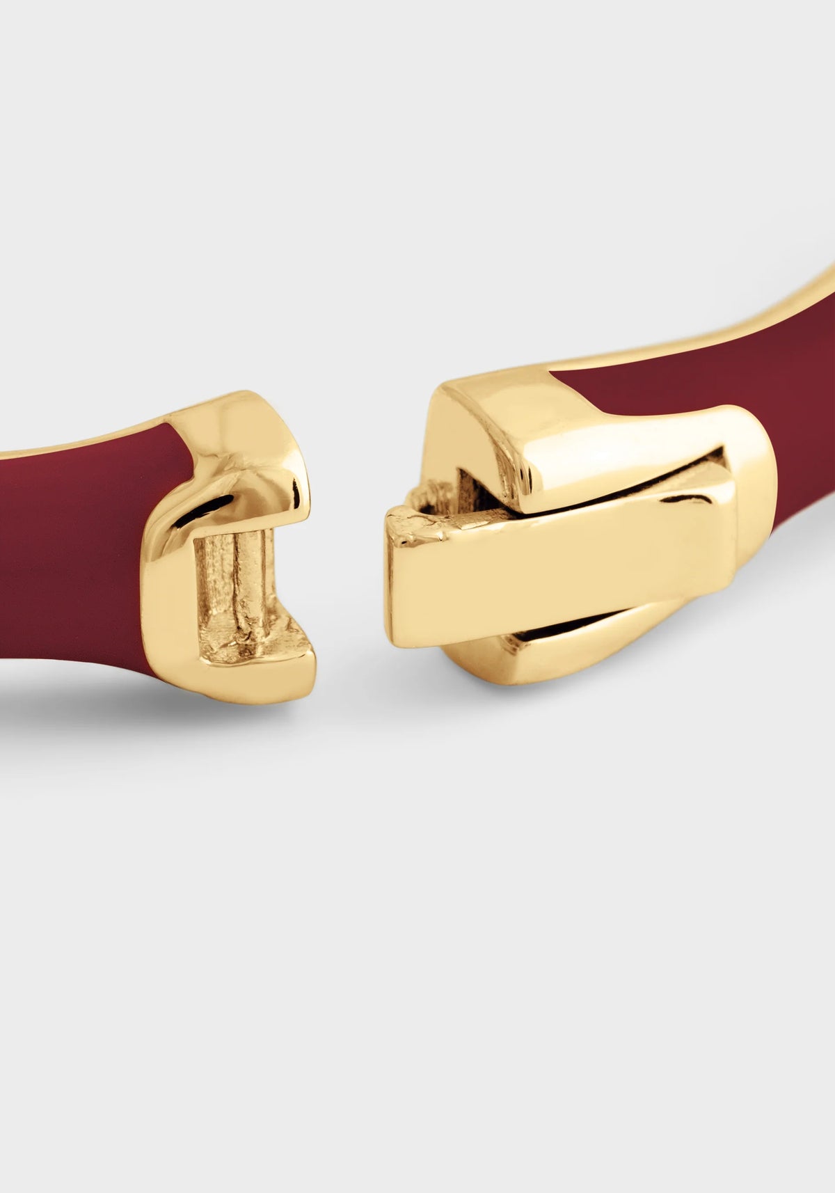 Bamboo Enameled Hinged Bangle - Burgundy