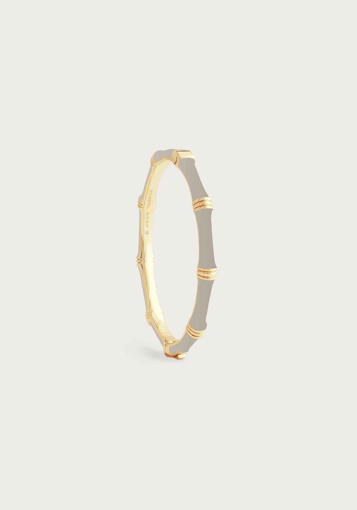 Bamboo Enameled Hinged Bangle - Taupe