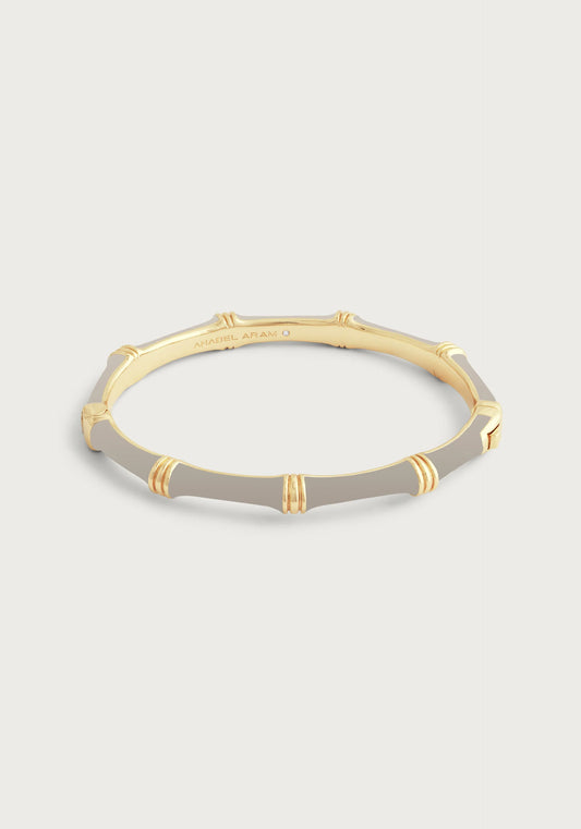 Bamboo Enameled Hinged Bangle - Taupe
