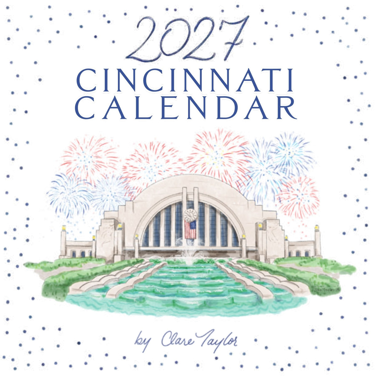 Cincinnati 2027 Illustrated Calendar with Stand