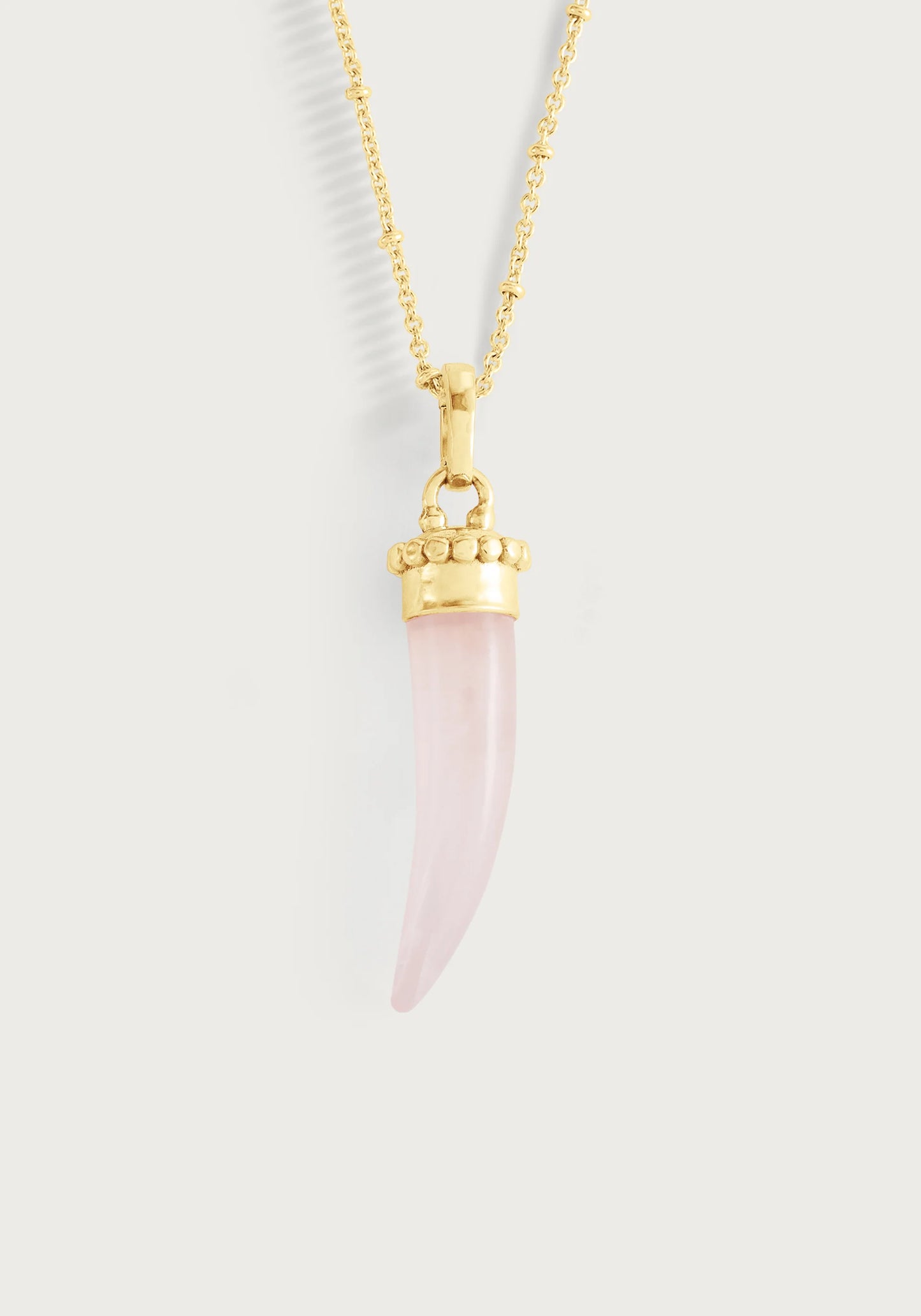 Milos Stone Horn Charm, Rose Quartz
