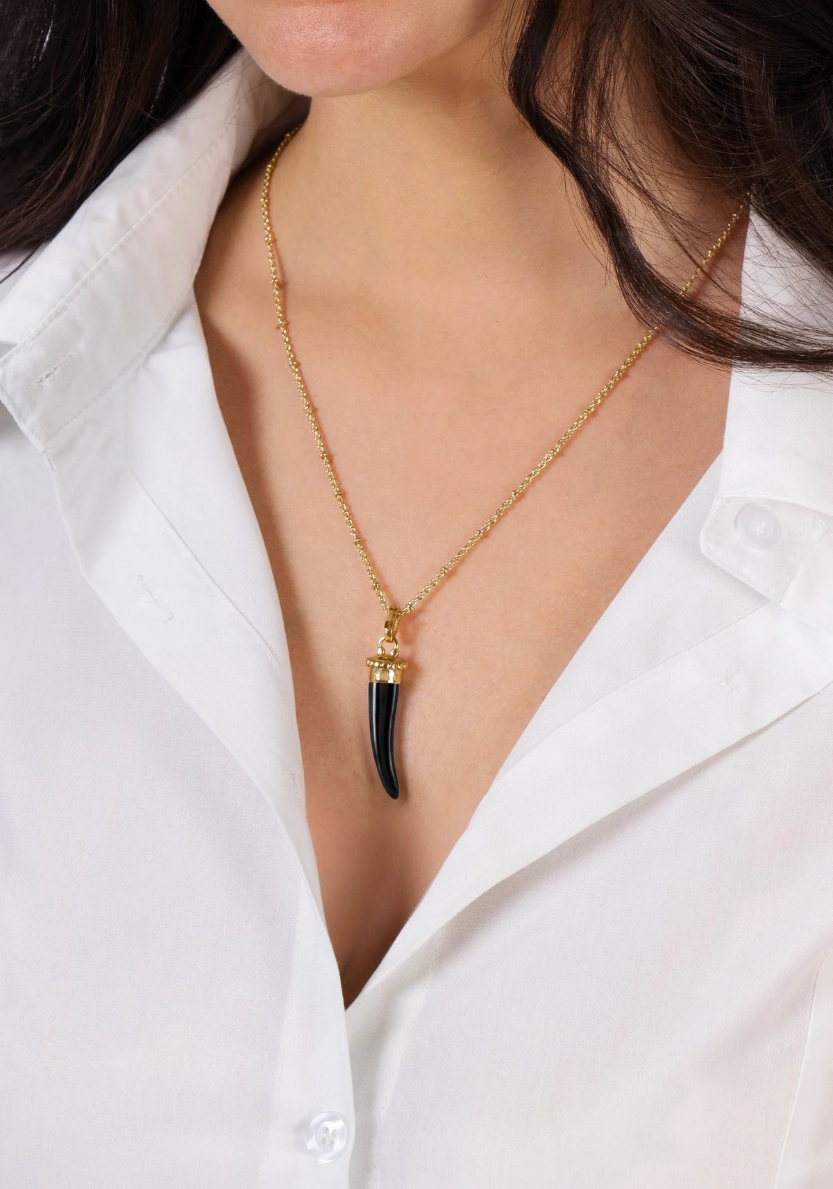 Forza Stone Horn Charm | Black Onyx