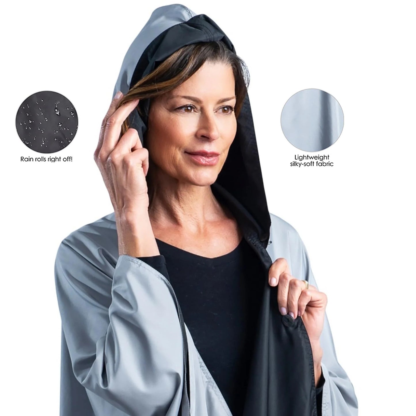 Black & Pewter Grey Reversible Rain & Travel Cape