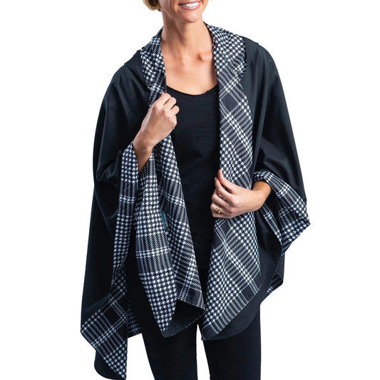 Black & White Houndstooth Rain & Travel Cape