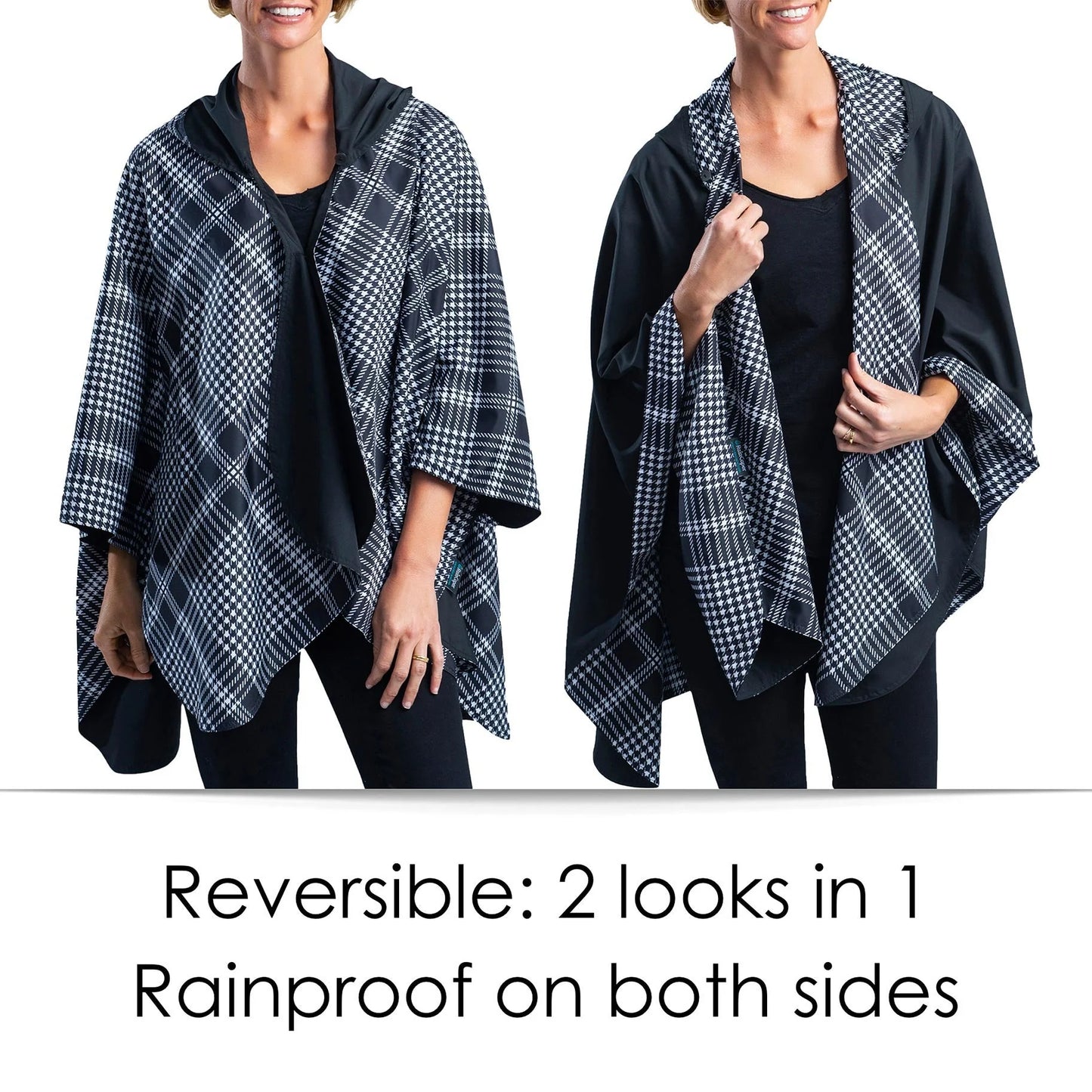 Black & White Houndstooth Rain & Travel Cape