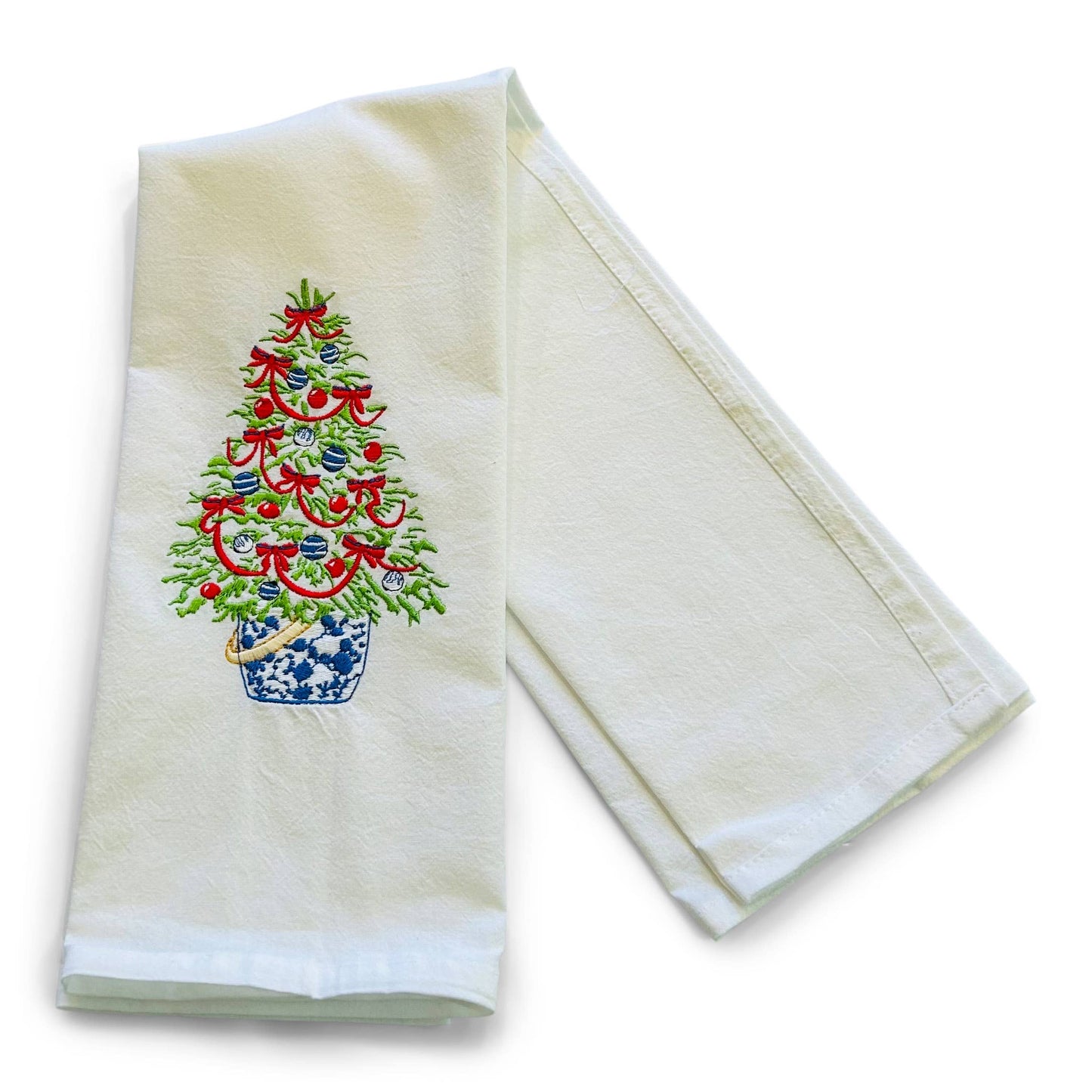 Tree with Red Ribbon Cotton Towel