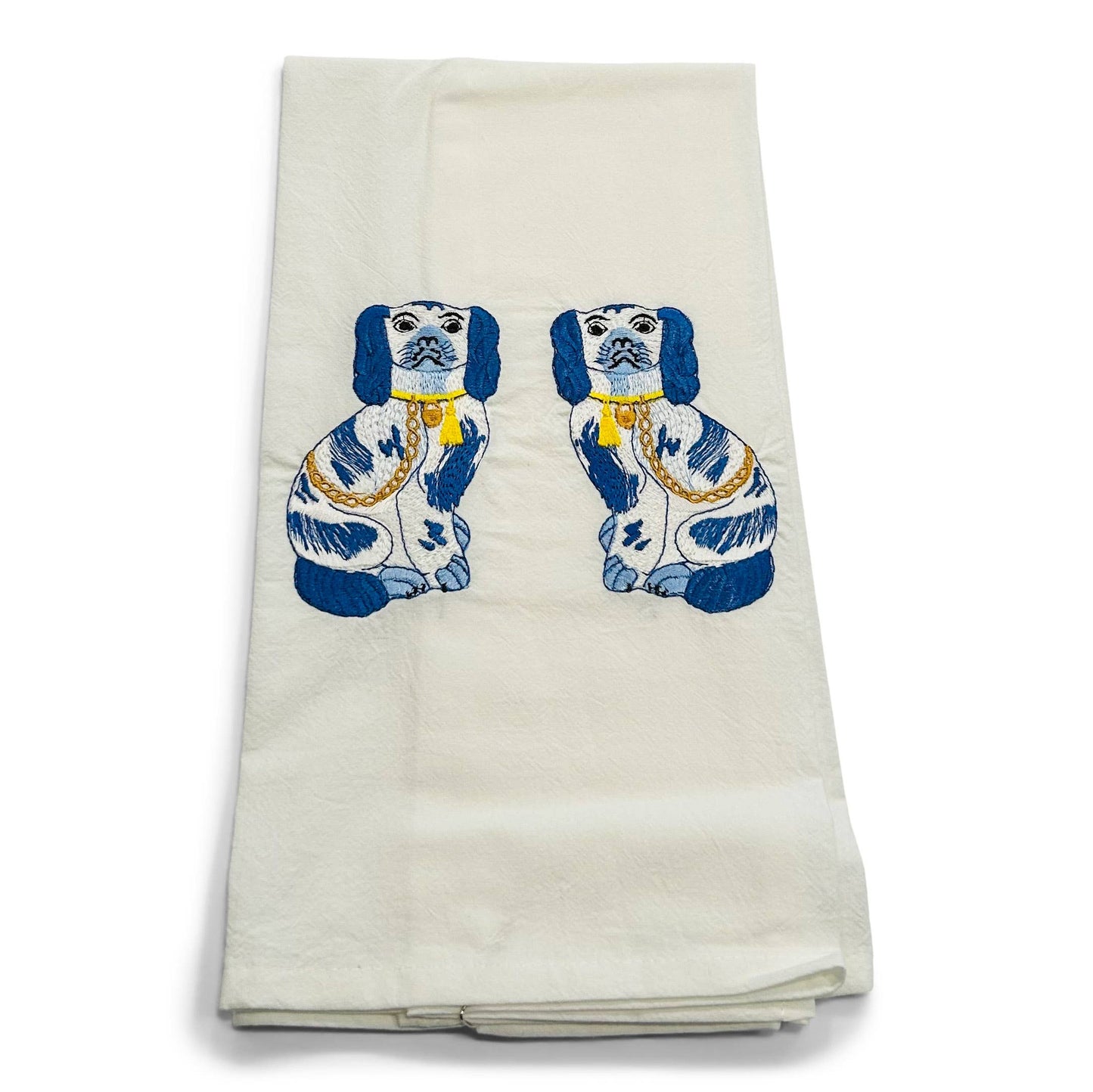 Blue Staffordshire Dogs Pair Cotton Towel