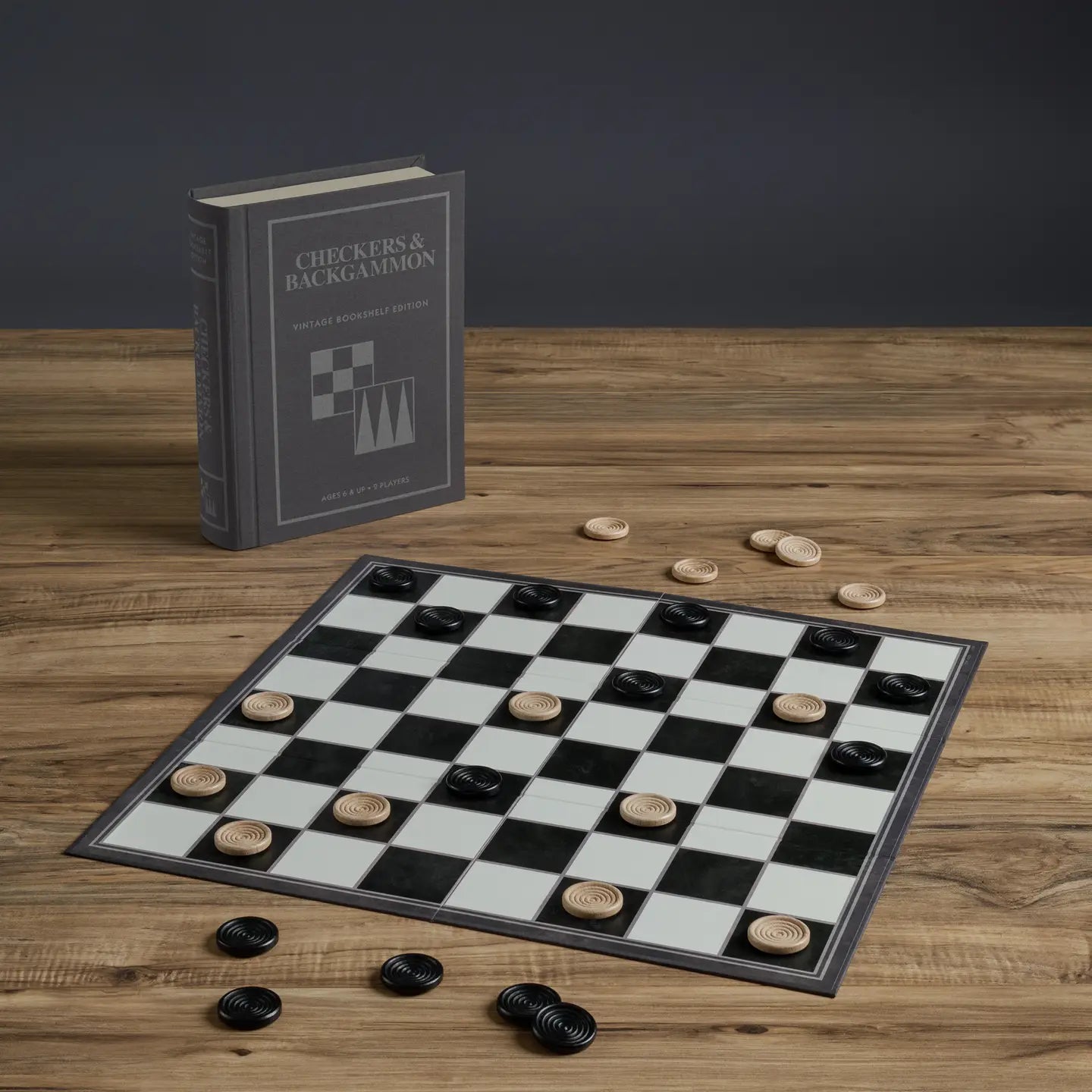 Checkers + Backgammon Vintage Bookshelf Classic Board Game