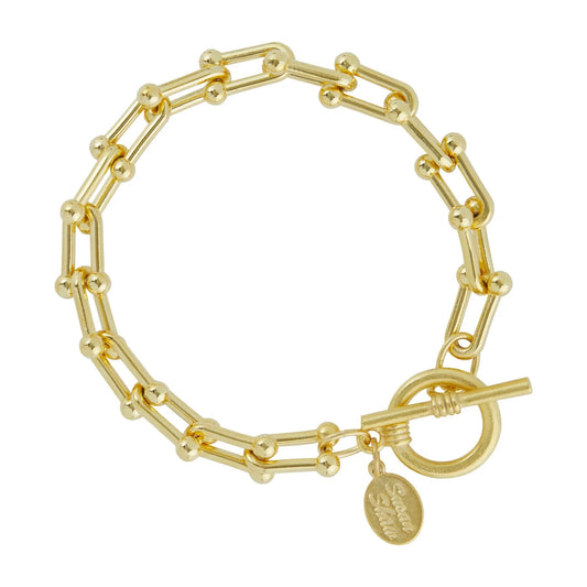 Gold Jackie Chain Toggle Bracelet - Handmade 24KT Plated