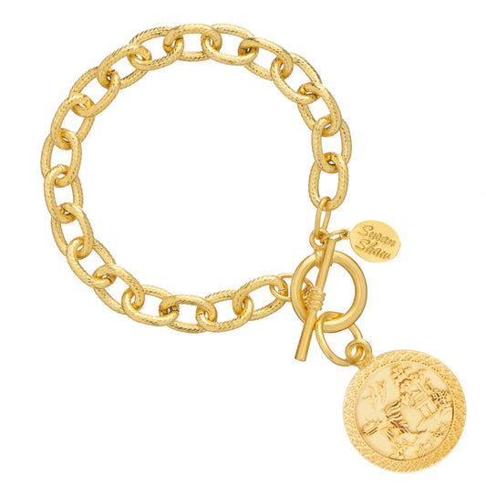 Blue Willow Gold Toggle Bracelet