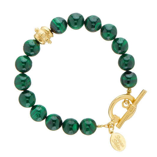 Bentley Stone Bracelet | Gold Toggle & Malachite Bracelet