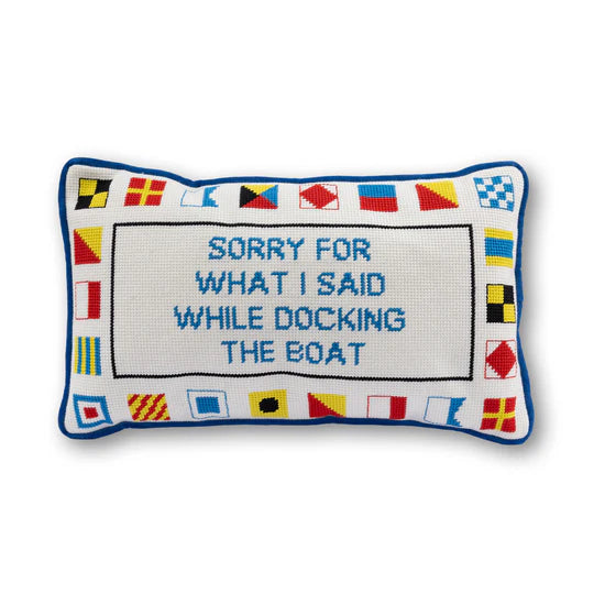 Docking the Boat Needlepoint Pillow
