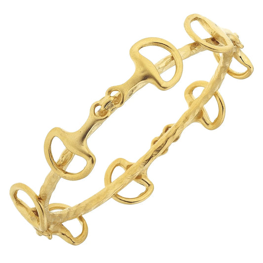 Gold Horse Bits Bangle Bracelet