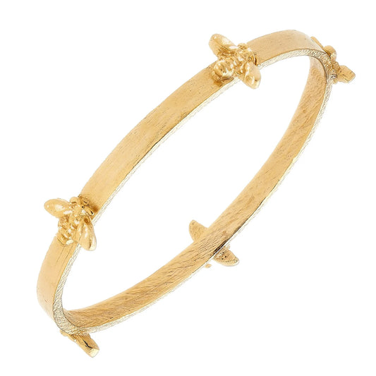 Handcast Gold Bee Bangle Bracelet