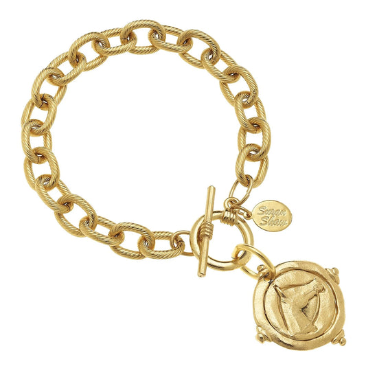 Handcast Gold Horse Head Intaglio Bracelet