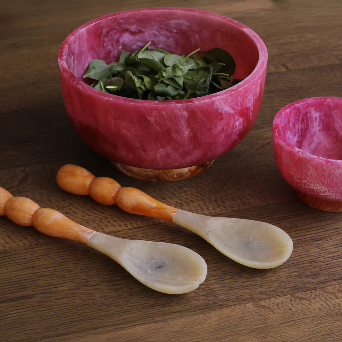 RESIN Rio Large Bowl with Base | Pink and Orange