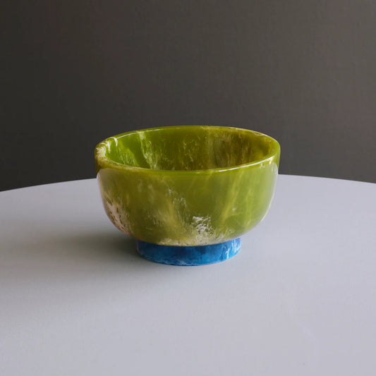 RESIN Rio Small Bowl with Base | Green and Blue