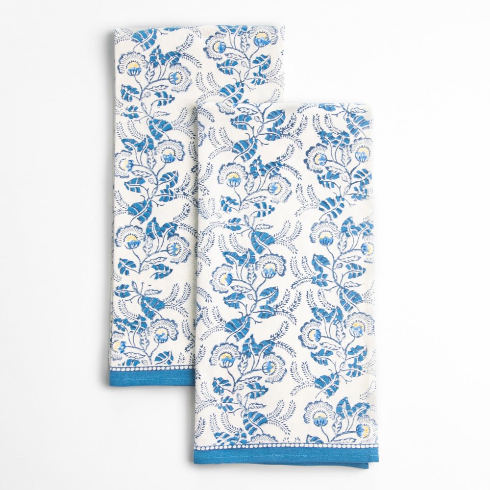 Gardenia Vine Azure Tea Towel Set