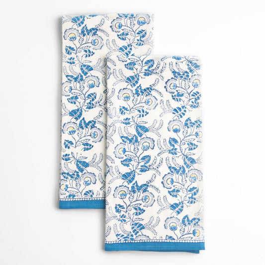 Gardenia Vine Azure Tea Towel Set