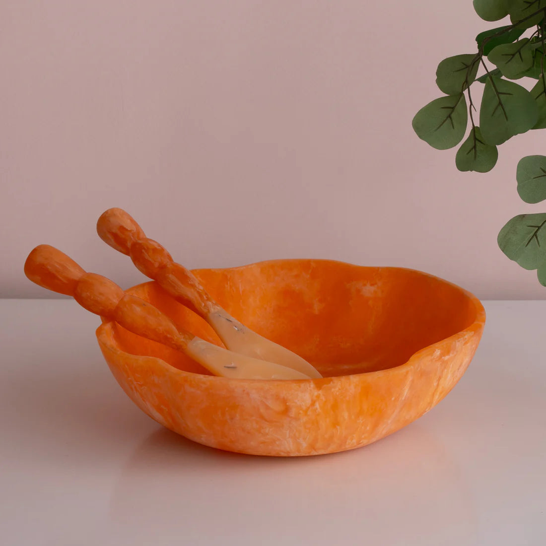 RESIN Sorbet Salad Servers | Tangerine