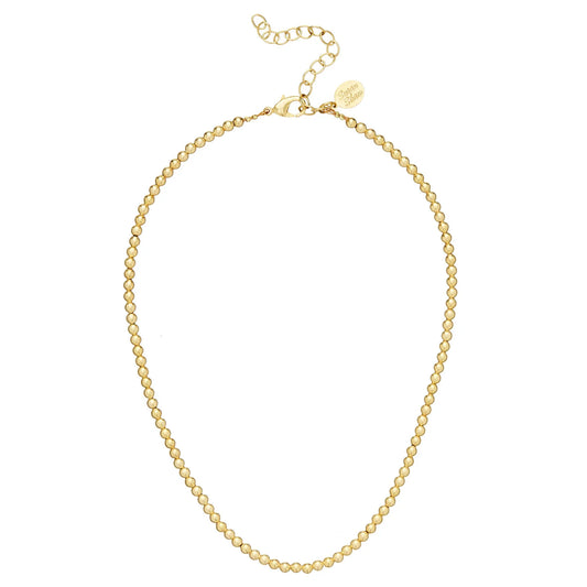 Maggie Necklace | Gold 4mm Beads 15" Chain Necklace with Extender Chain