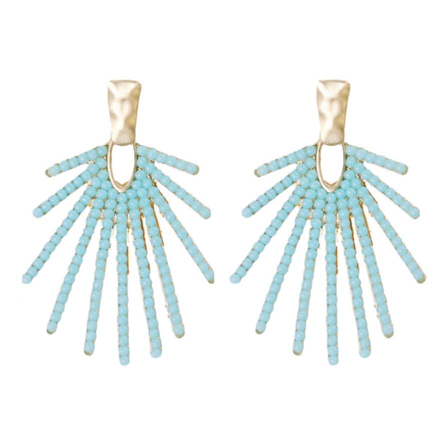 Light Turquoise Sunburst Statement Drop Earrings