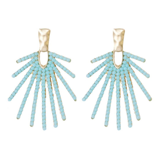 Light Turquoise Sunburst Statement Drop Earrings